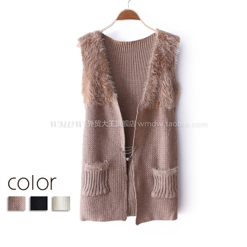 2012 autumn fashion medium patchwork no button knitted vest wx984