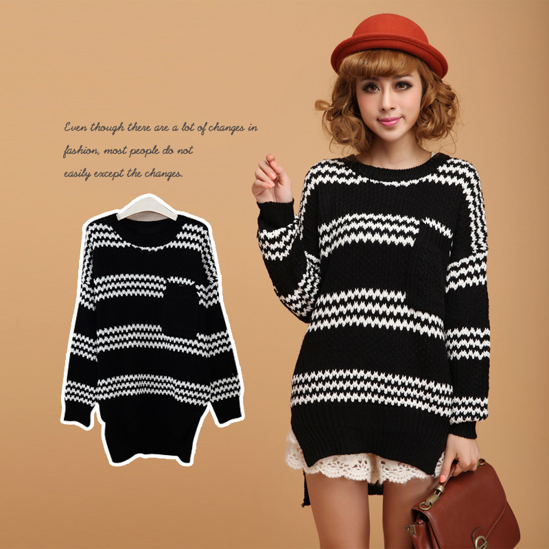 2012 autumn fashion new arrival medium-long basic shirt loose knitted sweater outerwear women's