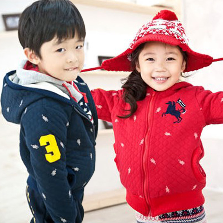 2012 autumn fashion personality embroidery 3 zipper hooded cotton-padded jacket child outerwear