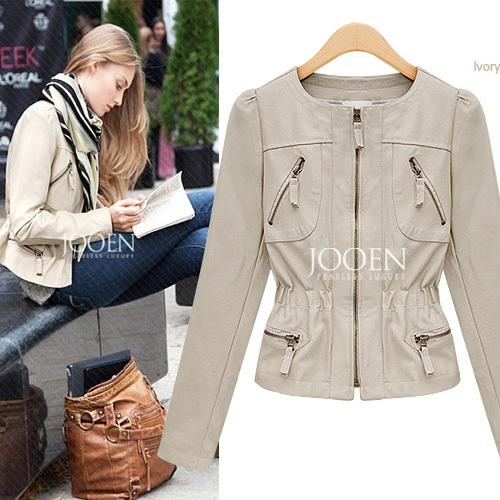 2012 autumn fashion short design slim small leather clothing PU water washed leather motorcycle leather jacket women coat