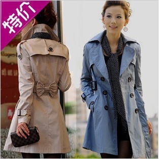2012 autumn fashion slim double breasted long design trench plus size fashion spring and autumn women's outerwear
