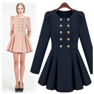 2012 autumn fashion slim women's medium-long trench women's female trench outerwear,women coat,free shipping,pink/dark blue