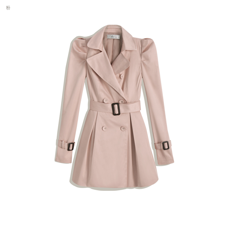 2012 autumn fashion street suit collar brief double breasted slim medium-long solid color trench