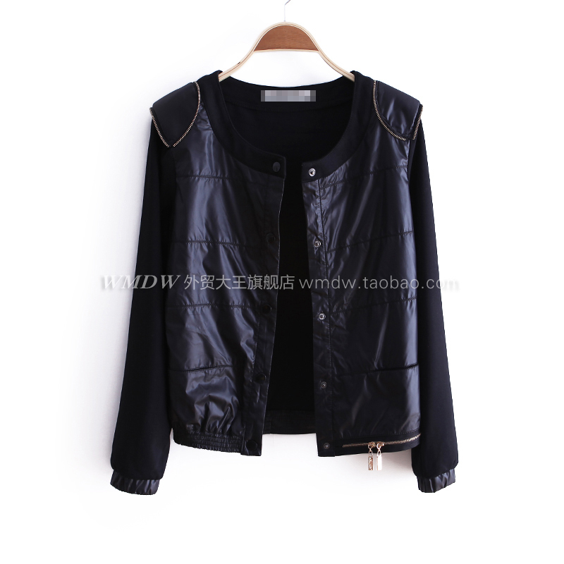 2012 autumn fashion unisex wind fashion zipper style slim PU patchwork leather clothing outerwear ww2637