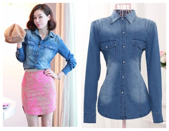 2012 autumn fashion vintage turn-down collar single breasted water wash long-sleeve denim shirt all-match trend top