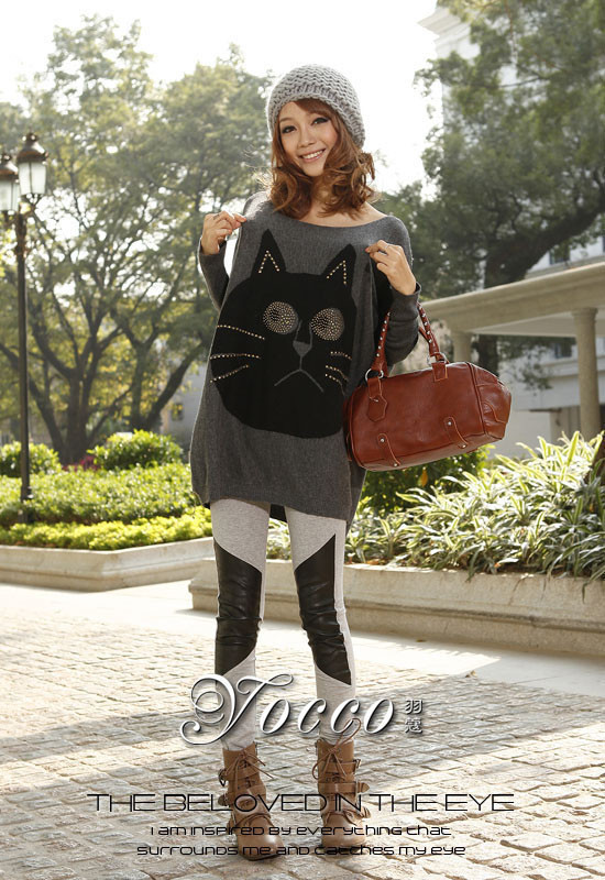 2012 autumn female beaded loose sweater batwing shirt sweater