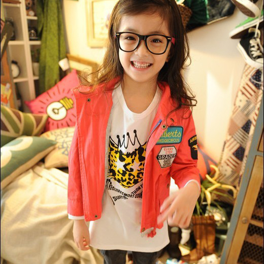 2012 autumn female child outerwear ice cream short design discontinuing trench all-match 3 - 8