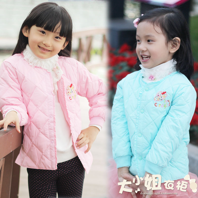 2012 autumn female child top liner princess design o-neck short down coat outerwear d095