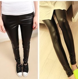 2012 autumn female elastic legging handsome slim leather pants side zipper sexy skinny pants