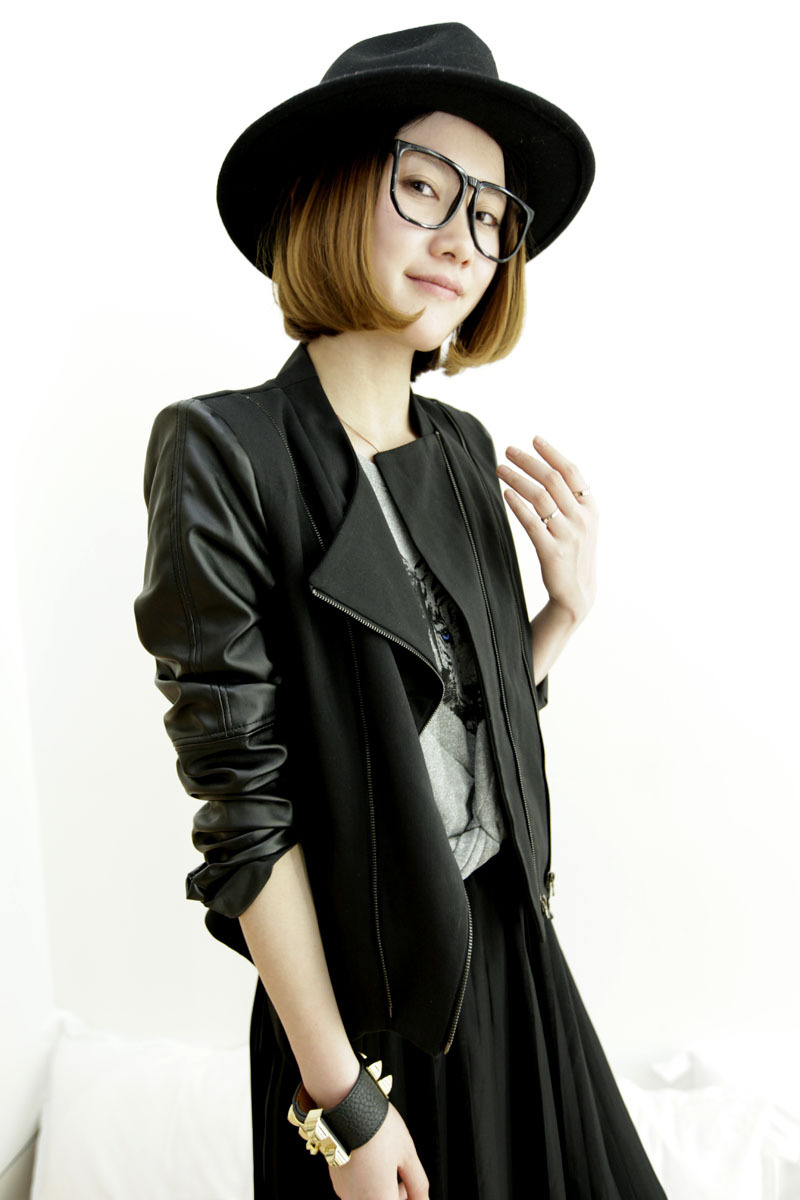 2012 autumn female fashion handsome oblique zipper shoulder pads cotton leather clothing motorcycle short jacket
