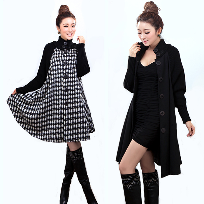 2012 autumn female poncho skirt woolen outerwear plus size women's trench woolen overcoat Drop/Free Shipping