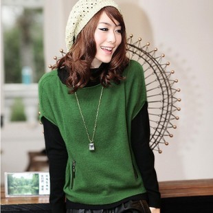 2012 autumn female rabbit fur vest sweater batwing sleeve vest sweater