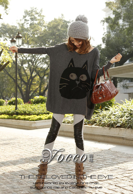 2012 autumn female sweater batwing sleeve loose plus size sweater