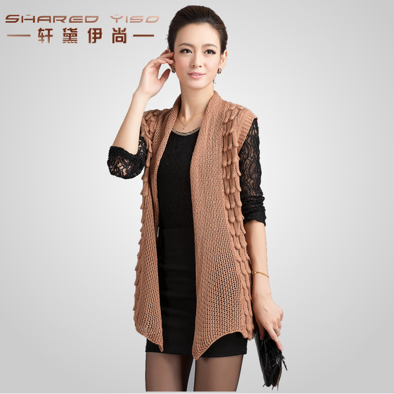 2012 autumn female turn-down collar cutout cardigan sweater all-match outerwear