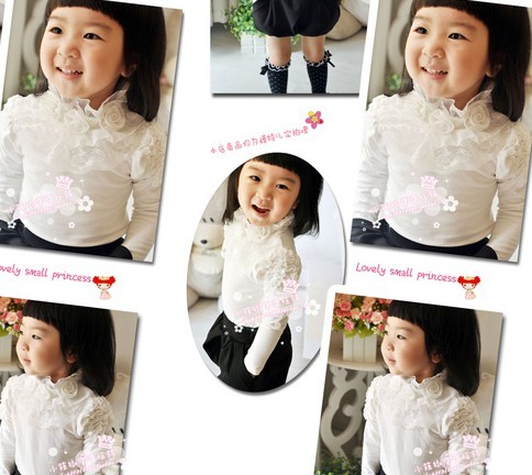 2012 autumn girl's quality 100% cotton basic shirt children's clothing