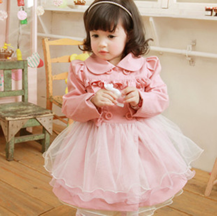 2012 autumn girls clothing child princess double breasted 100% cotton gauze dress overcoat trench outerwear