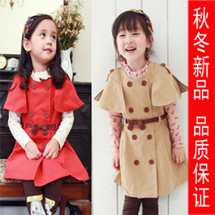 2012 autumn girls clothing double breasted princess trench child quality collcction outerwear 3 - 7