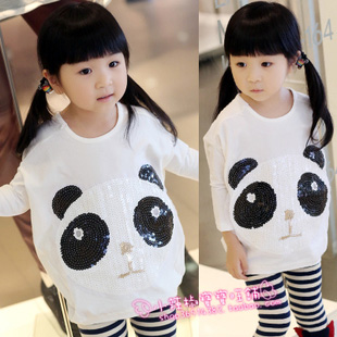 2012 autumn girls clothing paillette sweatshirt child baby long-sleeve thickening casual t-shirt