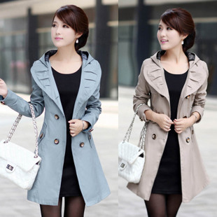 2012 autumn hooded slim casual ol elegant outerwear trench female