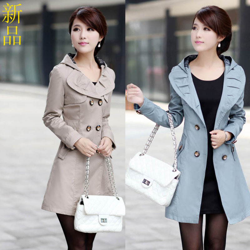 2012 autumn hooded slim ol elegant trench female outerwear