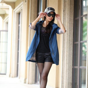 2012 autumn hooded women's trench female outerwear autumn slim with a hood overcoat women's hfyg1155