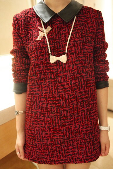 2012 autumn hot-selling women's small fur collar special masklike leather one-piece dress