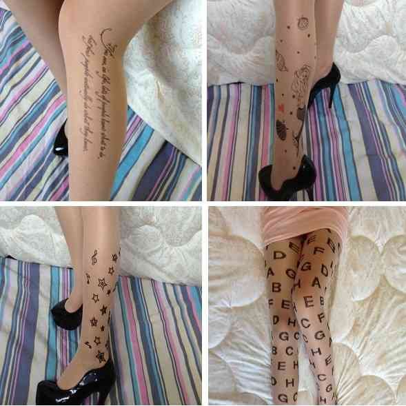 2012 autumn Japanese stockings 20D tattoos tattoo stockings pantyhose female  ultra thin socks