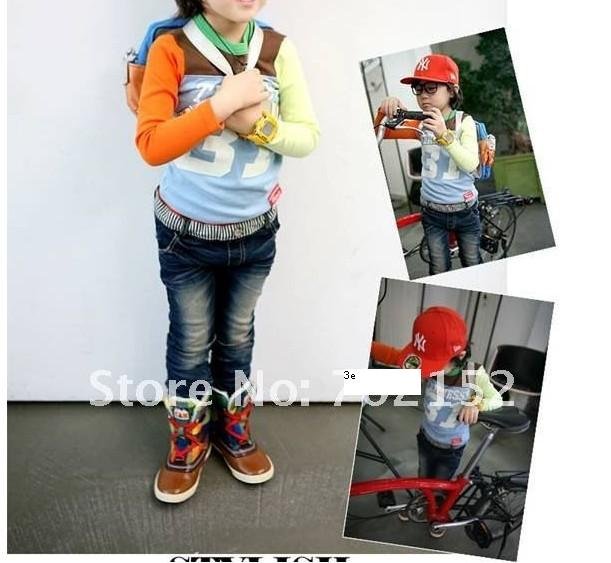 2012 autumn Korean boy pants stripes children's pants , the boys and girls jeans,kids jeans free shipping