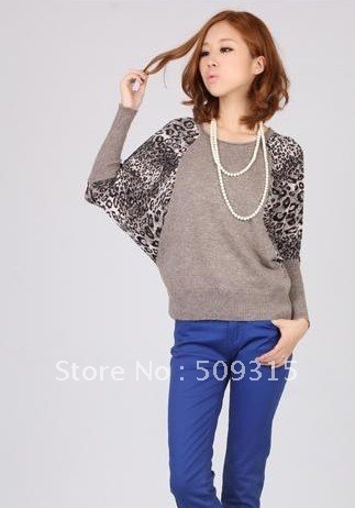 2012 autumn leopard print loose sweater pullover long-sleeve sweater female