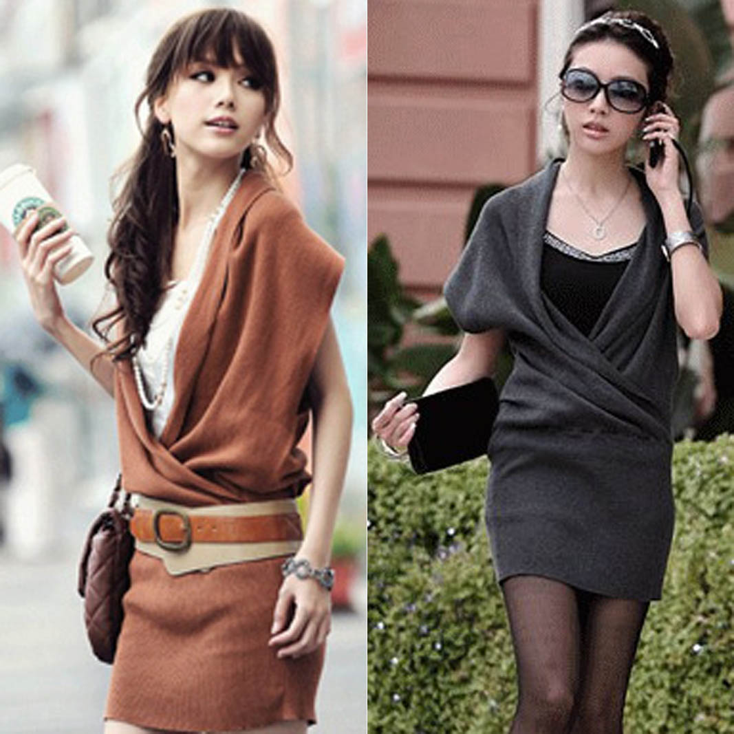 2012 autumn long design slim hip outerwear placketing V-neck knitted sleeveless sweater one-piece dress belt 907