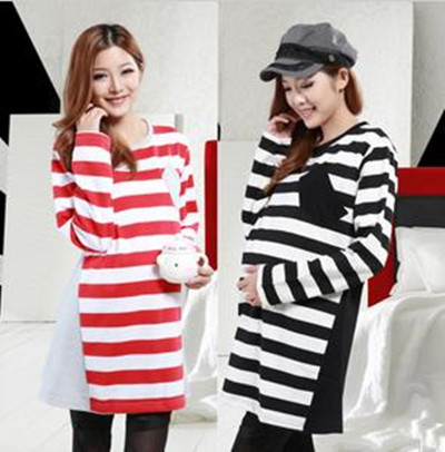 2012 autumn long-sleeve maternity stripe top maternity sweatshirt maternity autumn