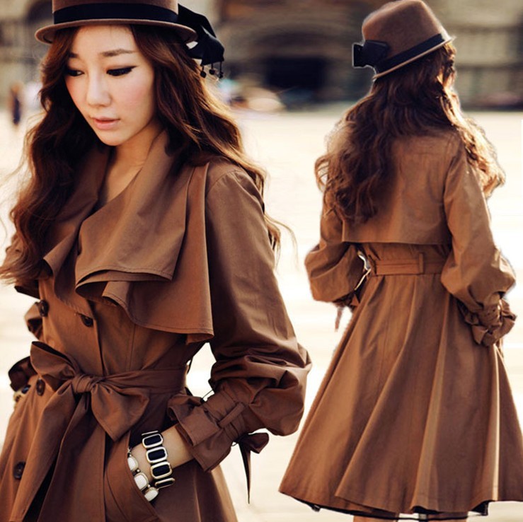 2012 autumn long-sleeve turn-down collar boutique outerwear women's autumn skirt bottom type long design double breasted trench