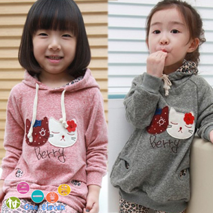 2012 autumn lovers cat baby girls clothing berber fleece sweatshirt outerwear top 3751