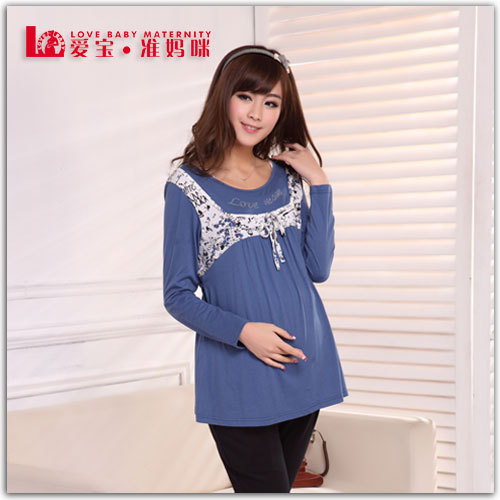 2012 autumn maternity clothing 100% cotton maternity long-sleeve T-shirt autumn maternity clothes top