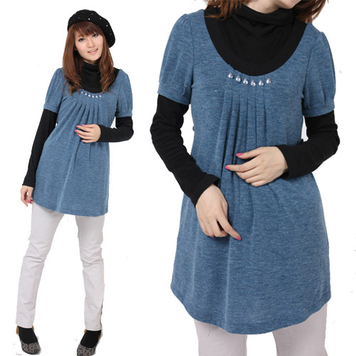 2012 autumn maternity clothing faux two piece knitted maternity top 33231