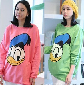 2012 autumn maternity clothing loose plus size donald duck o-neck long-sleeve T-shirt top