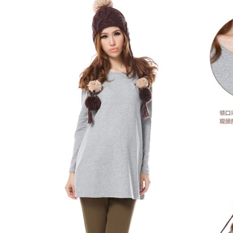 2012 autumn maternity clothing loose plus size top o-neck sequin long-sleeve maternity t-shirt