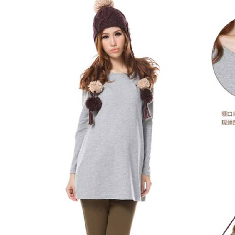 2012 autumn maternity clothing loose plus size top o-neck sequin long-sleeve maternity t-shirt