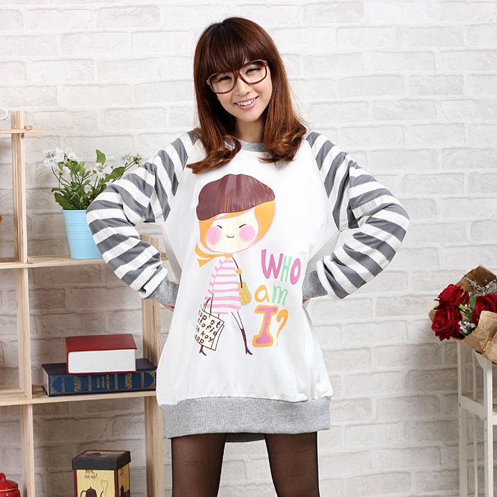 2012 autumn maternity clothing maternity t-shirt 100% cotton cartoon loose maternity top