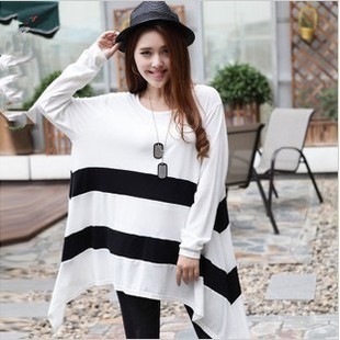 2012 autumn maternity clothing maternity t-shirt color block medium-long long-sleeve maternity top t-shirt