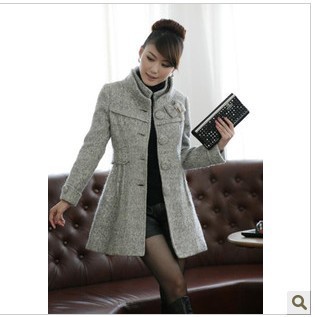 2012 autumn medium-long women's slim wool coat trench outerwear