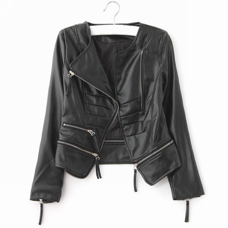 2012 autumn motorcycle leather clothing PU clothing female short design slim leather jacket outerwear women's leather