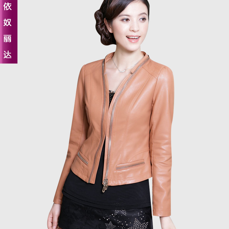 2012 autumn motorcycle leather clothing PU clothing female short design slim leather jacket women outerwear