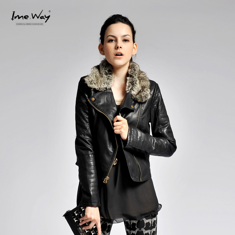 2012 autumn motorcycle small leather clothing fashion fur collar PU slim women's leather clothing outerwear