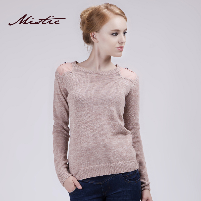2012 autumn new arrival casual epaulette elegant patchwork pullover sweater basic shirt