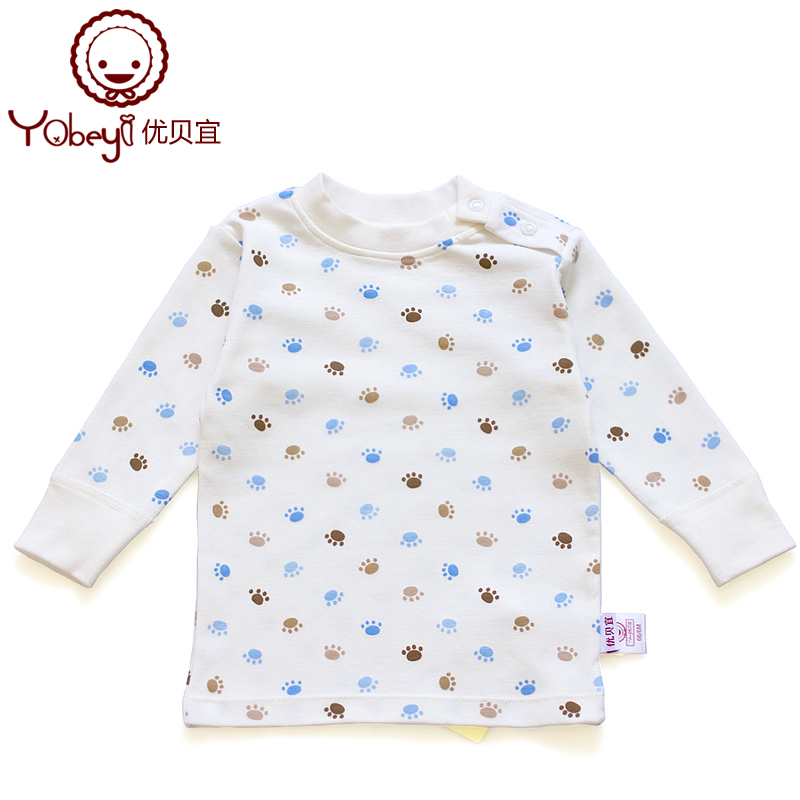 2012 autumn new arrival child underwear 100% cotton baby long johns o-neck buckle basic shirt 5407