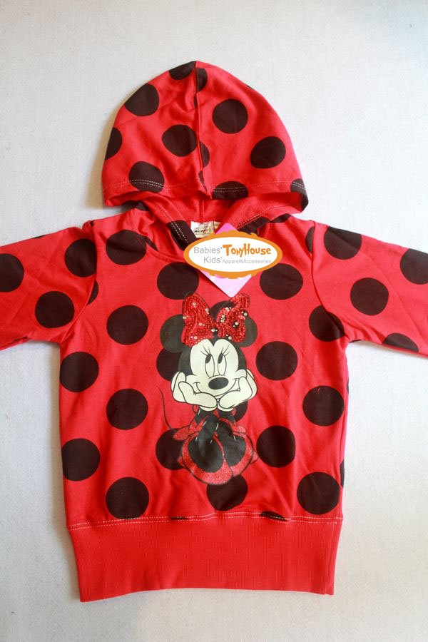 2012 Autumn New Arrival Children Girl's Cartoon Minnie 100% Cotton Hoodie, cute jacket  2T-9T Free Shipping