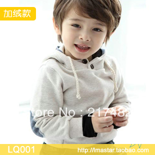 2012 autumn new arrival children's clothing male child female child baby child 100% cotton fleece thickening with a hood