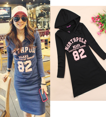 2012 autumn new arrival clothing plus size clothing 680 casual letter print sweatshirt cotton one-piece dress