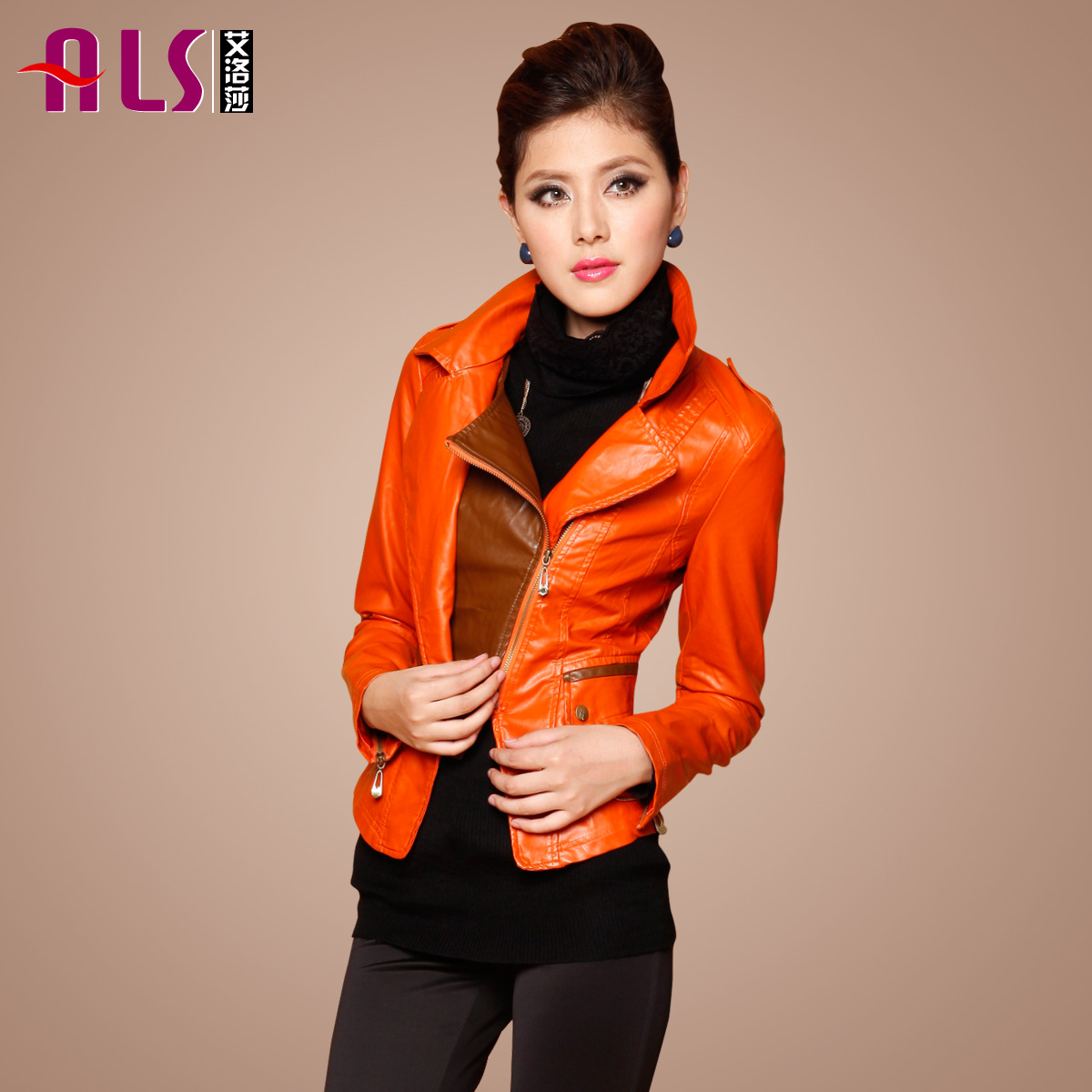 2012 autumn new arrival fashion motorcycle women's PU short jacket slim water wash stand collar leather clothing le-12238